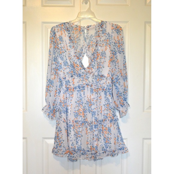 Unbranded Floral‎ Dress Long Sleeves Cottagecore Fairy Womens M Deep V-Neck - Picture 3 of 16
